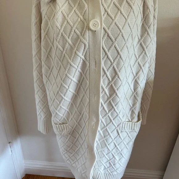Jones New York Cream Diamond Knit Cardigan - Picture 1 of 5
